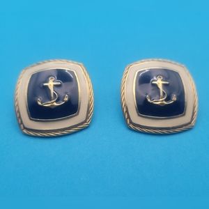 Nautical Vintage Anchor Enamel Earrings